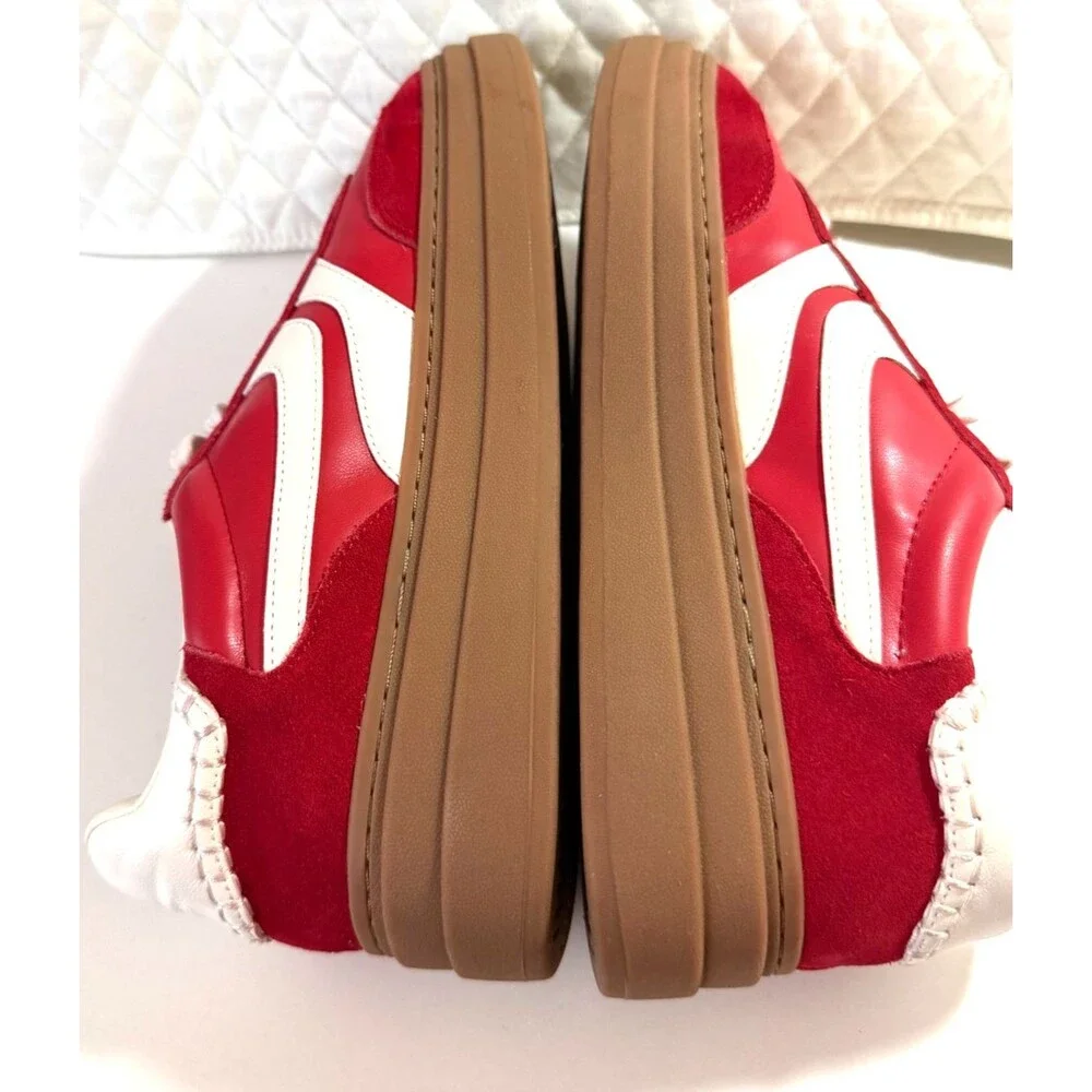 Womens Sneakers Steve Madden  Red  Suede Leather Upper / Platform Sole, Size 9M